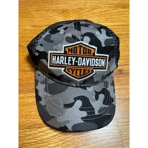 Harley Davidson Camo Trucker Hat Cap Gray Black  Motorcycle Biker toddler 2T-4T